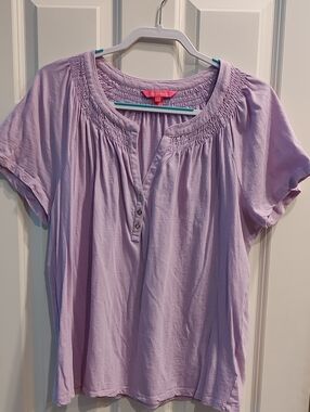 Lilly Pulitzer Lavender Short-Sleeve Peasant Top